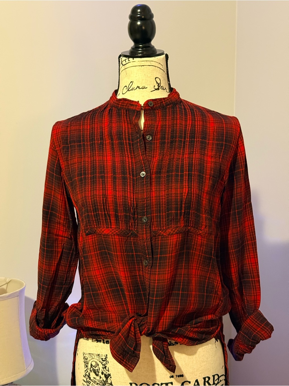 Ralph Lauren Denim and Supply Pleated Plaid Shirt